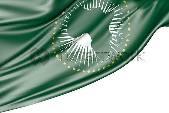 The African Union Flag Isolated on White for Design